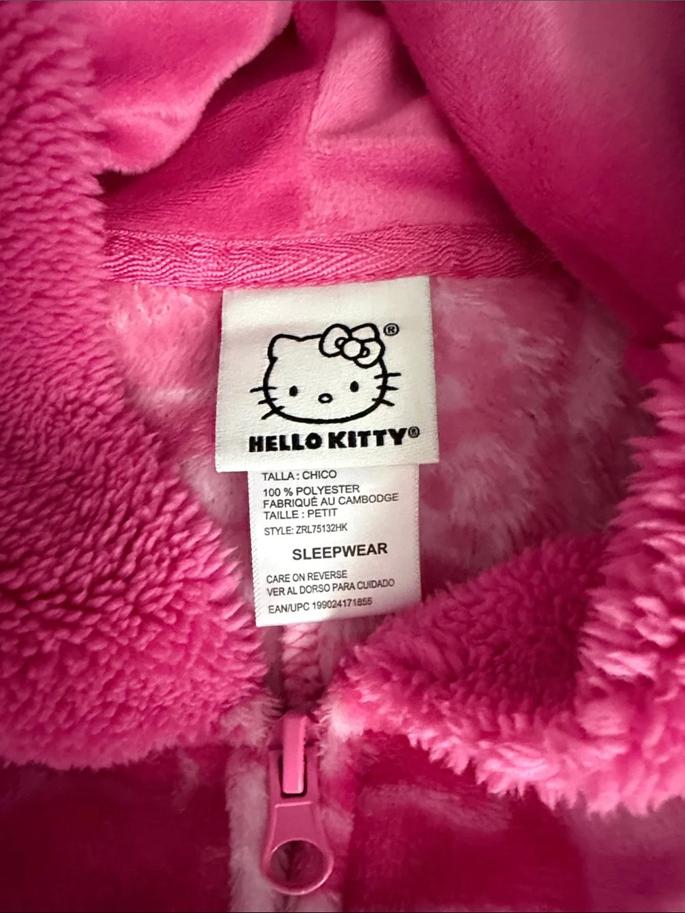 Hello Kitty Pink Fleece One-Piece Footie Pajamas